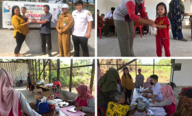 kegiatan Probebaya 2023 Penyerahan Tambahan Makanan Bergizi bagi balita di RT 19 Loa Kumbar dihadiri Plt.Lurah Budi Hartono dan staf